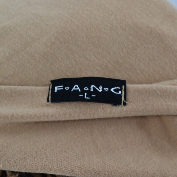 VTG Y2k FANG Womens T Shirt Sz L V Neck Long Sleeve Animal Floral Print Stretch - Picture 7 of 8